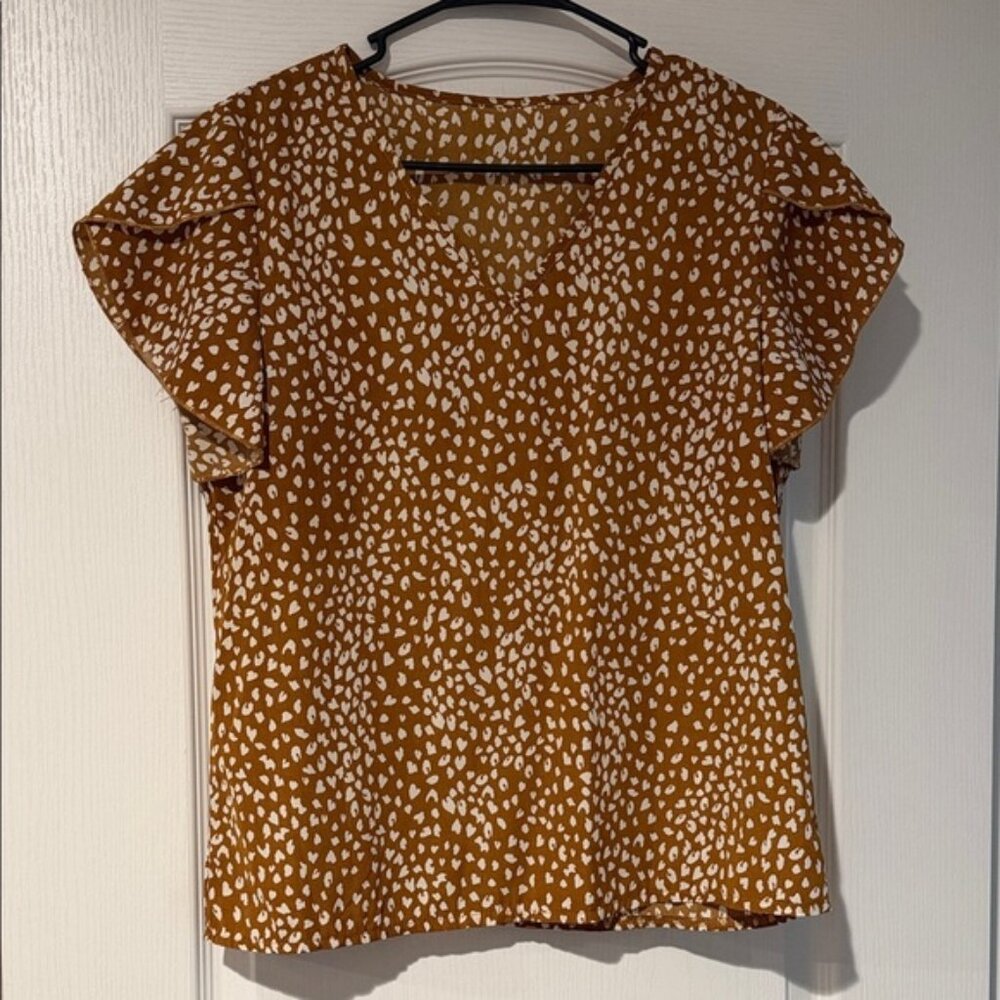 SHEIN Brown and White Speckled Blouse